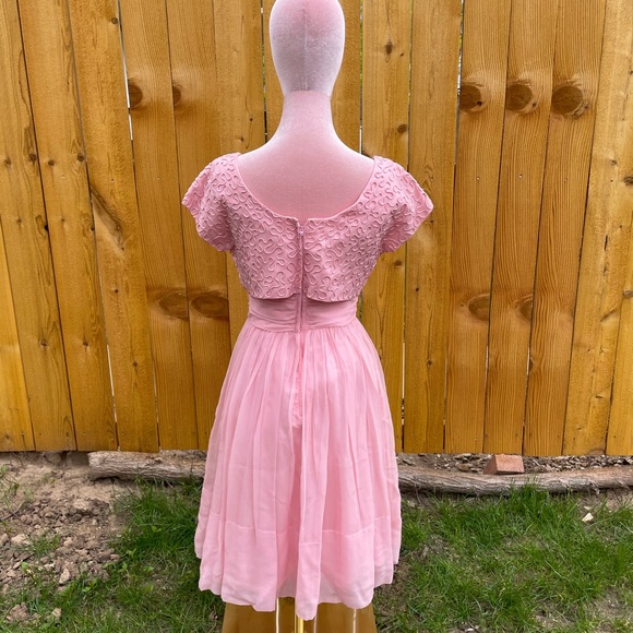 Jr Theme Pink “Illusion” Party Dress with Soutache Detail 50s 60s vintage - Picture 3 of 5